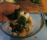 Finely chopped parsley.